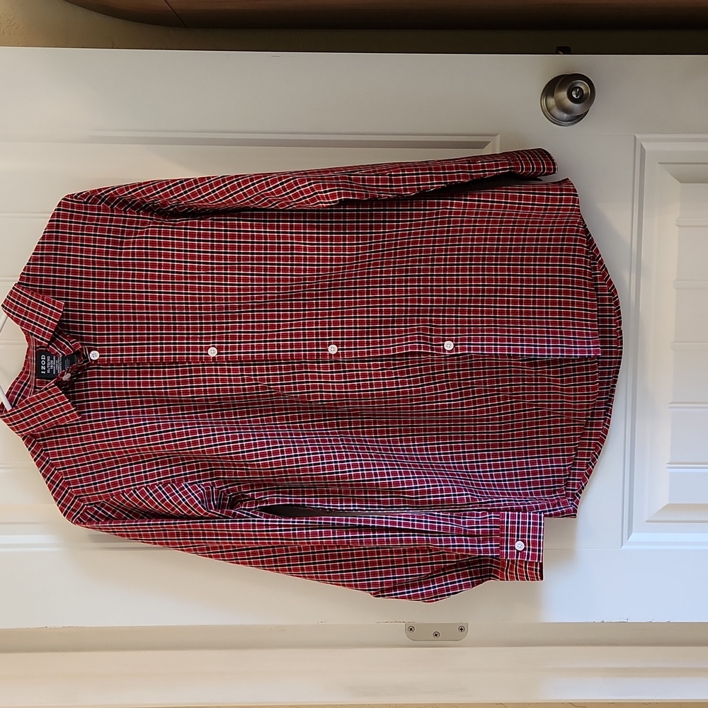 NWOT Izod Boys Red and White Checkered Shirt